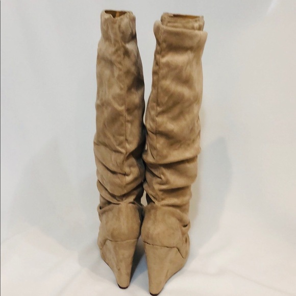 Vanessa Over the Knee Suede Wedge Boots - Picture 3 of 8